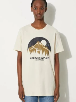 Fjallraven t-shirt bawełniany Nature kolor beżowy z nadrukiem F87053.113-113