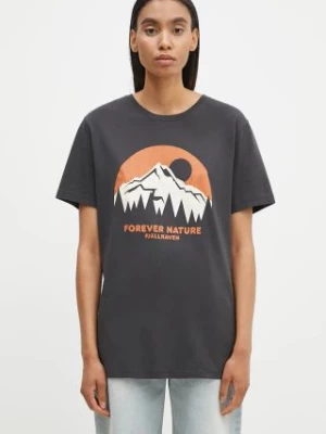 Fjallraven t-shirt bawełniany Nature kolor granatowy z nadrukiem F87053.555-555