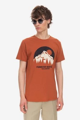 Fjallraven t-shirt bawełniany Nature kolor pomarańczowy z nadrukiem F87053.243-243