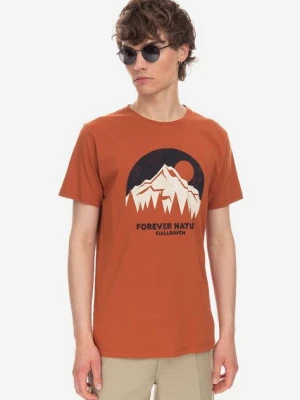 Fjallraven t-shirt bawełniany Nature kolor pomarańczowy z nadrukiem F87053.243-243