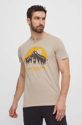 Fjallraven t-shirt bawełniany Nature męski kolor beżowy z nadrukiem F87053