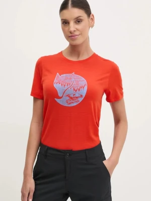 Fjallraven T-shirt damski z dodatkiem wełny Abisko Fjällräven pomarańczowy