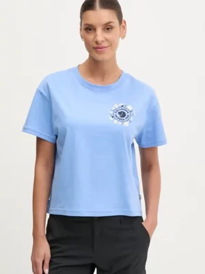 Fjallraven t-shirt Fjällblomster damski kolor niebieski F14600213