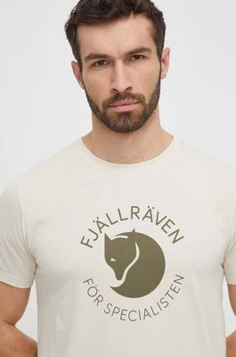 Fjallraven t-shirt Fjällräven Fox męski kolor beżowy z nadrukiem F87052