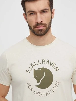 Fjallraven t-shirt Fjällräven Fox męski kolor beżowy z nadrukiem F87052