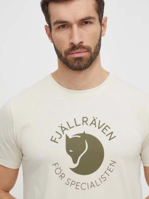 Fjallraven t-shirt Fjällräven Fox męski kolor beżowy z nadrukiem F87052