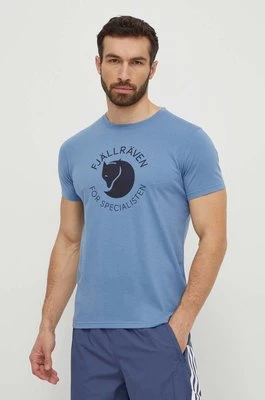 Fjallraven t-shirt Fjällräven Fox męski kolor niebieski z nadrukiem F87052