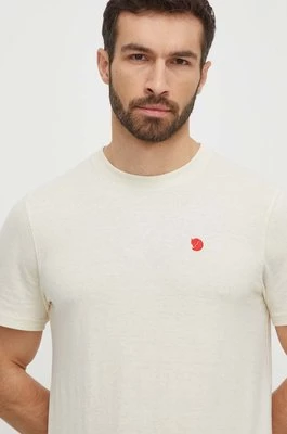 Fjallraven t-shirt Hemp Blend T-shirt męski kolor beżowy z aplikacją F12600215