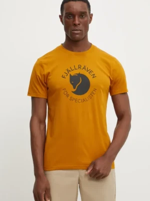 Fjallraven t-shirt sportowy Fjällräven Fox kolor brązowy z nadrukiem F87052