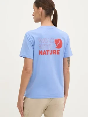 Fjallraven t-shirt sportowy Walk With Nature kolor niebieski F14600171