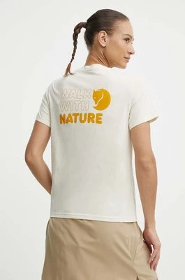 Fjallraven t-shirt Walk With Nature damski kolor beżowy F14600171