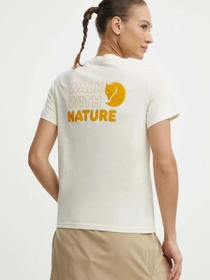 Fjallraven t-shirt Walk With Nature damski kolor beżowy F14600171