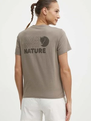 Fjallraven t-shirt Walk With Nature damski kolor brązowy F14600171