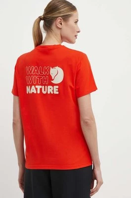 Fjallraven t-shirt Walk With Nature damski kolor pomarańczowy F14600171