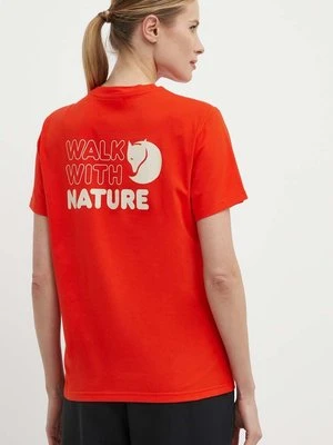 Fjallraven t-shirt Walk With Nature damski kolor pomarańczowy F14600171