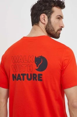 Fjallraven t-shirt Walk With Nature męski kolor pomarańczowy z nadrukiem F12600216