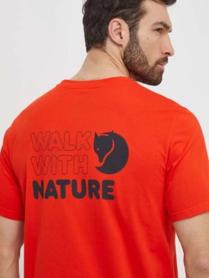 Fjallraven t-shirt Walk With Nature męski kolor pomarańczowy z nadrukiem F12600216