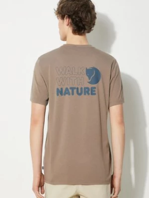 Fjallraven t-shirt Walk With Nature T-shirt M męski kolor brązowy z nadrukiem F12600216.244