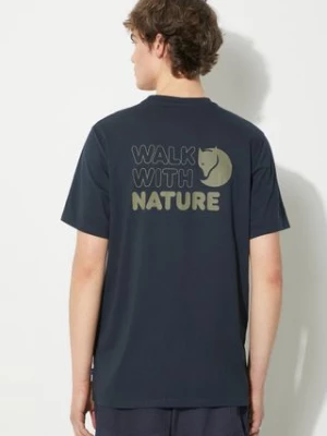 Fjallraven t-shirt Walk With Nature T-shirt M męski kolor granatowy wzorzysty F12600216.555