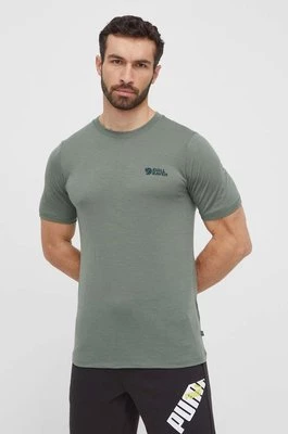 Fjallraven t-shirt wełniany Abisko Wool Logo kolor zielony gładki F86977