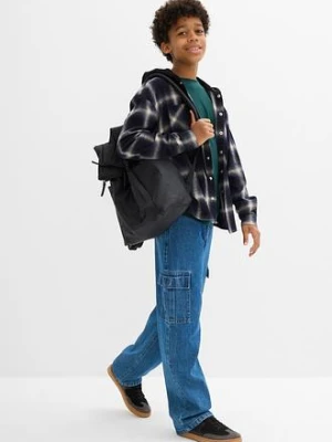 Flanelowa koszula z długim rękawem i kapturem bonprix