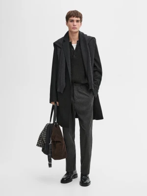 Flanelowe Spodnie Regular Fit W Paski - Szary - - Massimo Dutti - Mężczyzna