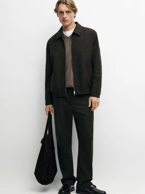 Flanelowe Spodnie Z Mieszanki Wełny – Total Look - Brązowy - Massimo Dutti - Male