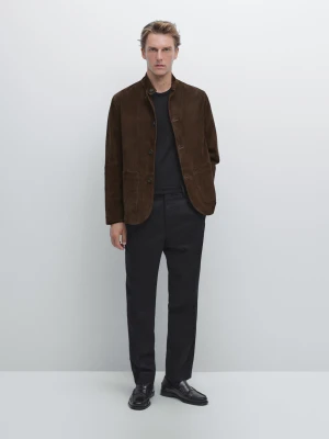 Flanelowe Spodnie Z Zakładkami - Czarny - - Massimo Dutti - Mężczyzna