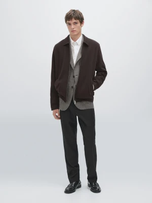 Flanelowe Spodnie Ze 100% Wełny Z Gumką Z Boku - Ciemnoszary - - Massimo Dutti - Mężczyzna