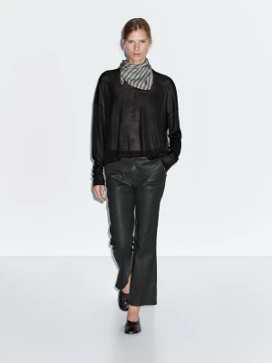 Flare Fit Cropped Trousers - Czarny - - Massimo Dutti - Female