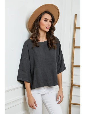 Fleur de Lin Lniana bluzka "Georginia" w kolorze antracytowym rozmiar: S