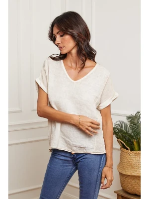 Fleur de Lin Lniana koszulka "Fabioza" w kolorze kremowym rozmiar: S
