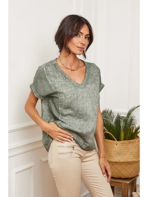 Fleur de Lin Lniana koszulka "Fabioza" w kolorze oliwkowym rozmiar: S