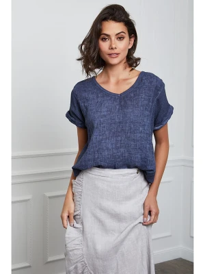 Fleur de Lin Lniana koszulka "Fabius" w kolorze granatowym rozmiar: M