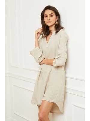 Fleur de Lin Lniana sukienka "Basta" w kolorze beżowym rozmiar: S