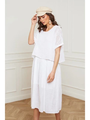 Fleur de Lin Lniana sukienka "Equanone" w kolorze białym rozmiar: L