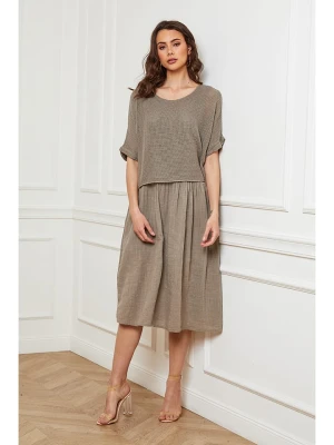 Fleur de Lin Lniana sukienka "Equanone" w kolorze szarobrązowym rozmiar: XL