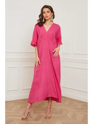 Fleur de Lin Lniana sukienka "Faos" w kolorze różowym rozmiar: XXL