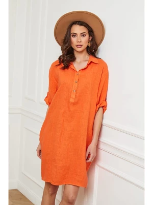 Fleur de Lin Lniana sukienka "Firlone" w kolorze pomarańczowym rozmiar: M