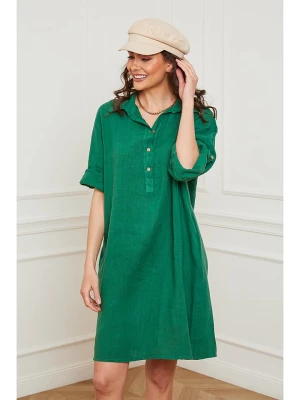 Fleur de Lin Lniana sukienka "Firlone" w kolorze zielonym rozmiar: S