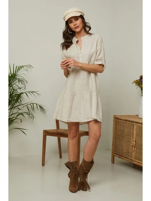 Fleur de Lin Lniana sukienka "Gabin" w kolorze beżowym rozmiar: M