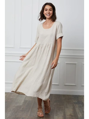 Fleur de Lin Lniana sukienka "Gustavo" w kolorze beżowym rozmiar: S