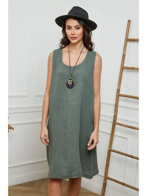 Fleur de Lin Lniana sukienka "Hemar" w kolorze khaki rozmiar: L