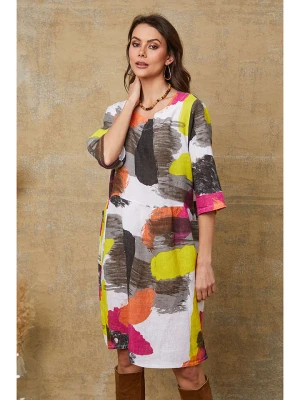 Fleur de Lin Lniana sukienka "Quincy" w kolorze białym ze wzorem rozmiar: XL