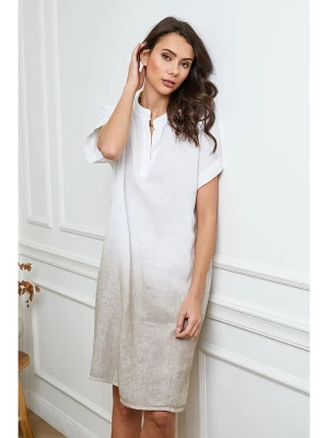 La Compagnie Du Lin Lniana sukienka w kolorze biało-beżowym rozmiar: M