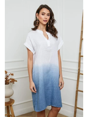 La Compagnie Du Lin Lniana sukienka w kolorze biało-błękitnym rozmiar: S
