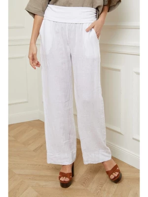 Fleur de Lin Lniane spodnie "Astrid" w kolorze białym rozmiar: M