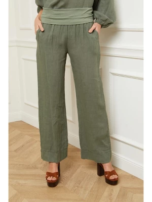 Fleur de Lin Lniane spodnie "Astrid" w kolorze khaki rozmiar: S
