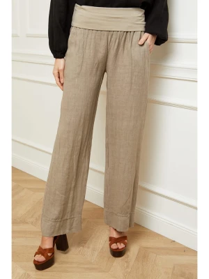 Fleur de Lin Lniane spodnie "Astrid" w kolorze szarobrązowym rozmiar: M