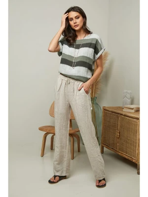 Fleur de Lin Lniane spodnie "Garancel" w kolorze beżowym rozmiar: L